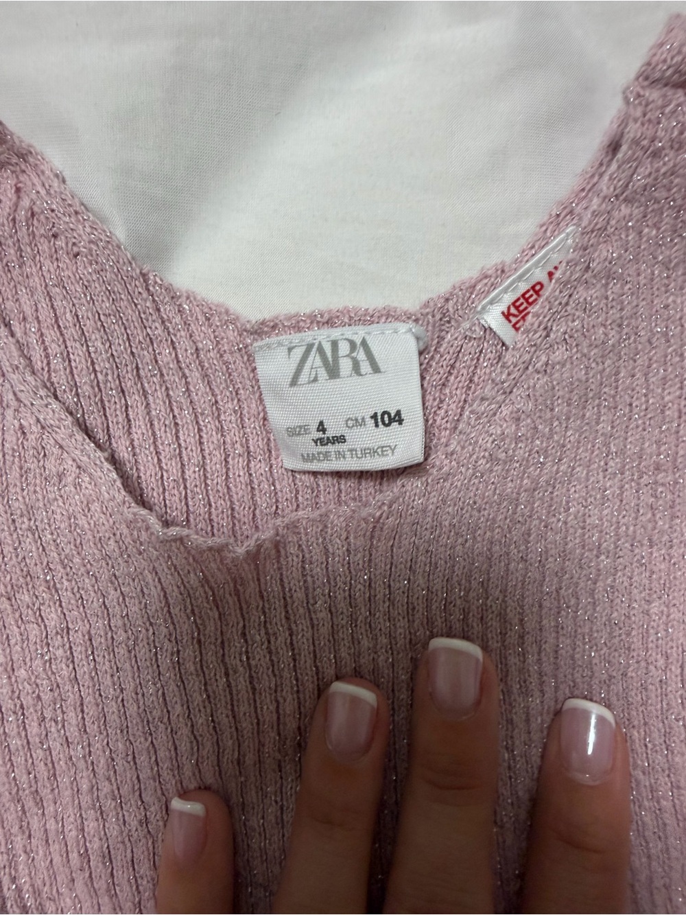 Zara Girls Ribbed Sparkle Sweater - Light Pink